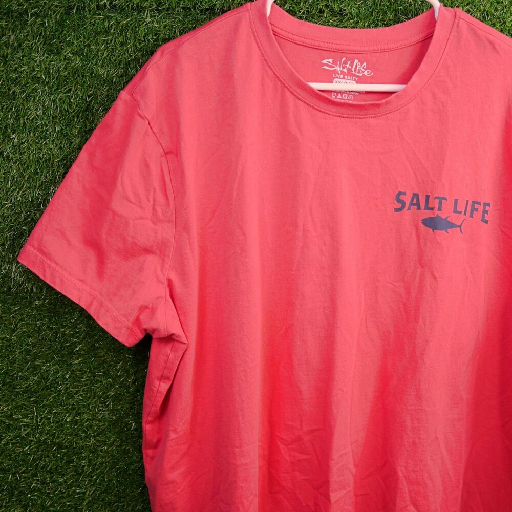 Salt Life Tuna Fish Graphic T-Shirt Coral Pink - Men's Size XXL